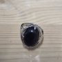 Anillo Abierto Ajustable de Acero Bizantino de Obsidiana
