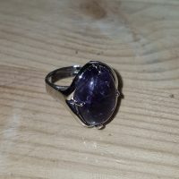 Anillo Abierto Ajustable de Acero Bizantino Amatista.