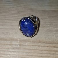 Anillo Abierto Ajustable Acero Bizantino de Lapislázuli